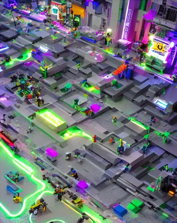 Lego Block Cyberpunk Stake Park